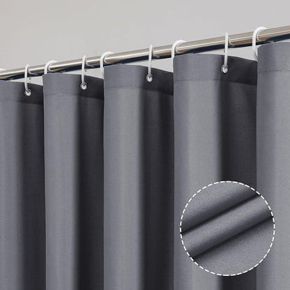 OVZME Zora Grey Shower Curtain for Bathroom, Fabric Shower Curtain - Soft Cloth & Hotel Spa Quality, Water Repellent Bath Curtain, Washable Shower Curtain Set with 12 Hooks, Grommet Top, 72Wx72L