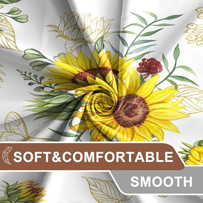 AWERT Vibrant Sunflower Shower Curtain for Bathroom,Waterproof Fabric Plants Shower Curtain with Hooks 60x72 inch
