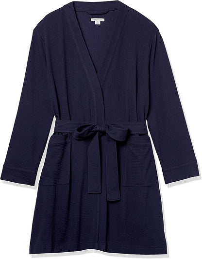 Amazon Essentials Women's Lightweight Cotton Waffle Mid-Length Bathrobe (Available in Plus Size)