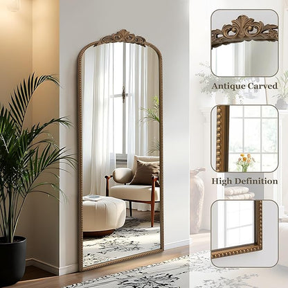 Micasso Gold Full Length Mirror: 21''x56'' Baroque Antique Floor Mirror | Traditional Ornate Vintage Long Body Mirror for Wall/Dressing Room/Cloakroom/Bedroom/Entryway/Hallway/Fireplace/Living Room