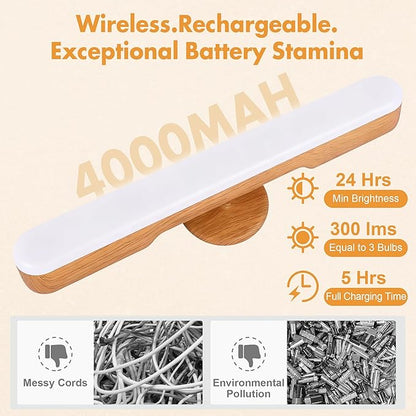Set of 2 Wireless Vanity Makeup Lights for Mirror, Rechargeable LED Stick On Light Bar for Bathroom Mirror with Dimmable 3 CCT, Long Battery Life Cordless Light for Vanity Desk(Light Brown)