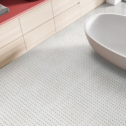 MSI Bianco Dolomite Dotty Polished Marble Mesh-Mounted Mosaic Tile for Kitchen Backsplash, Bathroom Wall, Accent Wall, and Shower