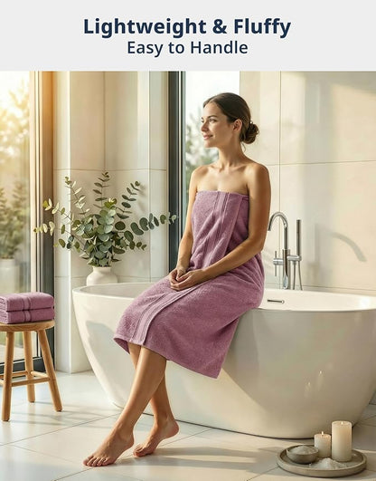 LANE LINEN Bath Towel Set 100% Cotton 12 Piece Soft - Wishful Mauve | Cotton Towel Set - Densely Woven, Coordinated Colors, Dobby Border Accent, OEKO-TEX Certified, Zero-Twist Durability