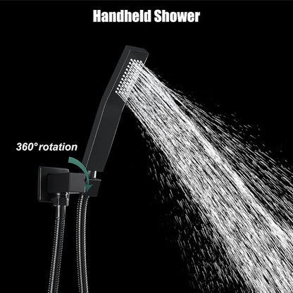 Heyalan Hand-held Shower Head Set-SUS304 Handheld Shower,Matte Black | SUS304 stainless steel wand, curved-style design, single rain spray, 59-inch long hose and standard 1/2-inch connection