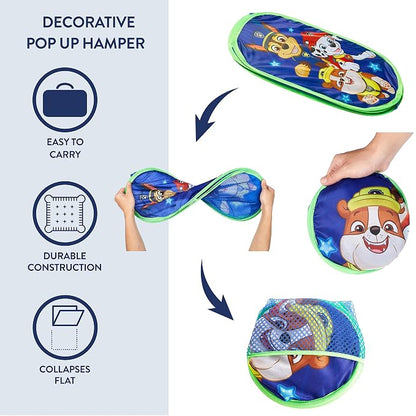 Nickelodeon Paw Patrol Chase, Rubble and Marshall Pop Up Hamper with Durable Carry Handles, 21'' H x 13.5'' W X 13.5'' L