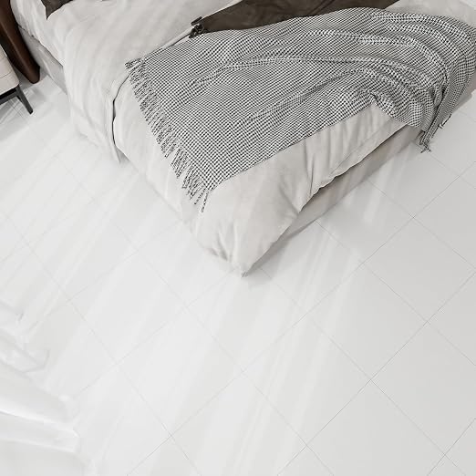 10-Pack 12"x12" Peel and Stick Floor Tiles Waterproof Self Adhesive Vinyl DIY Flooring for Bedroom, Bathroom, Kitchen, RV, Cover 10 Sq. Ft, Matte White