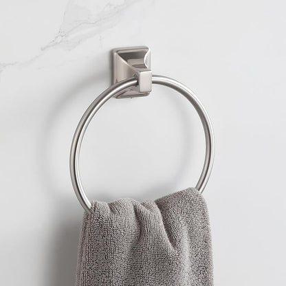 4 Pieces Bathroom Hardware Accessories Set, Stainless Steel 24 inch Towel Bar, Towel Rack, Robe Hook, Toilet Paper Holder for Bathroom Wall Mounted (Brushed Nickel)