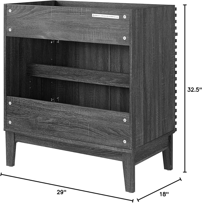 Modway Render 30" Bathroom Vanity in Charcoal - Sink Basin Not Included