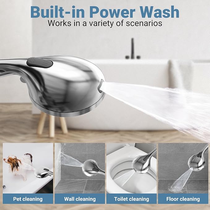 Filtered Shower Head with Handheld, 11.8" Rain Shower Head, High Pressure | 10-Function Spray Options, Adjustable Extension Arm, Secure Adhesive Holder, Easy Installation, Stainless Steel-Chrome Finish