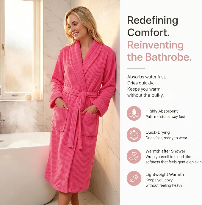 PJGGZ Women's Shawl Collar Bathrobe, Soft Long Towel Robes for Women - Super Absorbent Quick Dry yet Warm