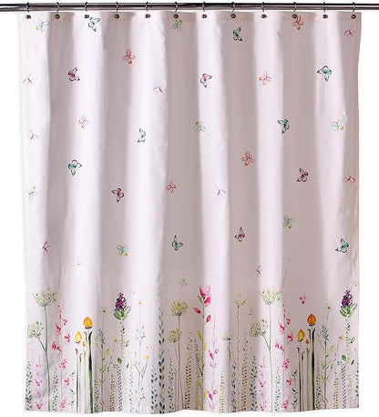 Maison d' Hermine Shower Curtain 100% Cotton One Panel 70"x72" Washable Fabric Shower Curtains for Bathroom, Easy Hanging with 12 Button Holes - Home Hotel Spa Easter Gifts (Botanical Fresh)