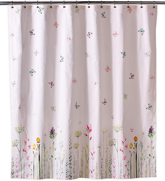 Maison d' Hermine Shower Curtain 100% Cotton One Panel 70"x72" Washable Fabric Shower Curtains for Bathroom, Easy Hanging with 12 Button Holes - Home Hotel Spa Easter Gifts (Botanical Fresh)