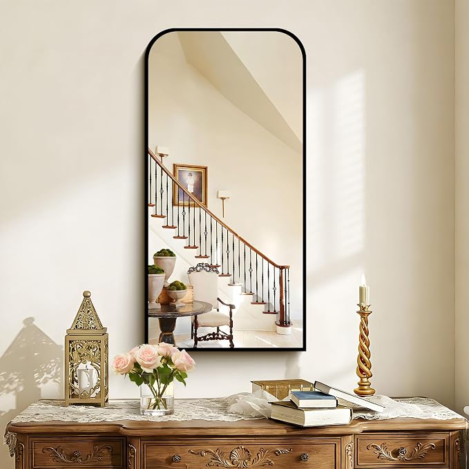 COFENY Bathroom Mirror, 18x36 inch Black Rectangle Wall Mounted Mirror with Thin Frame, Bathroom Vanity Mirrors for Over Sink, Entryway, Living Room, Bedroom