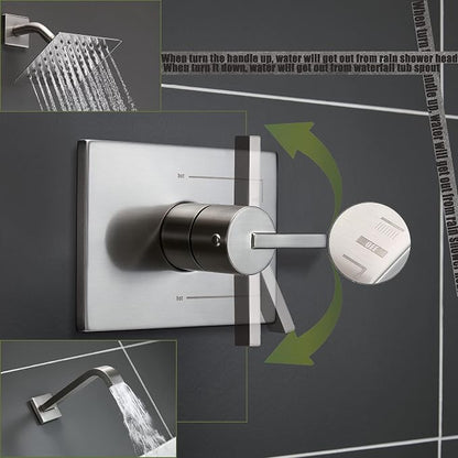 Tub Shower Faucet Set with 6 Inch Brushed Nickel Shower Head & Tub Faucet | Bathtub Shower System,shower faucet set,shower set, Tub Faucet Set,shower faucet,Brushed Nickel Shower Faucet Set