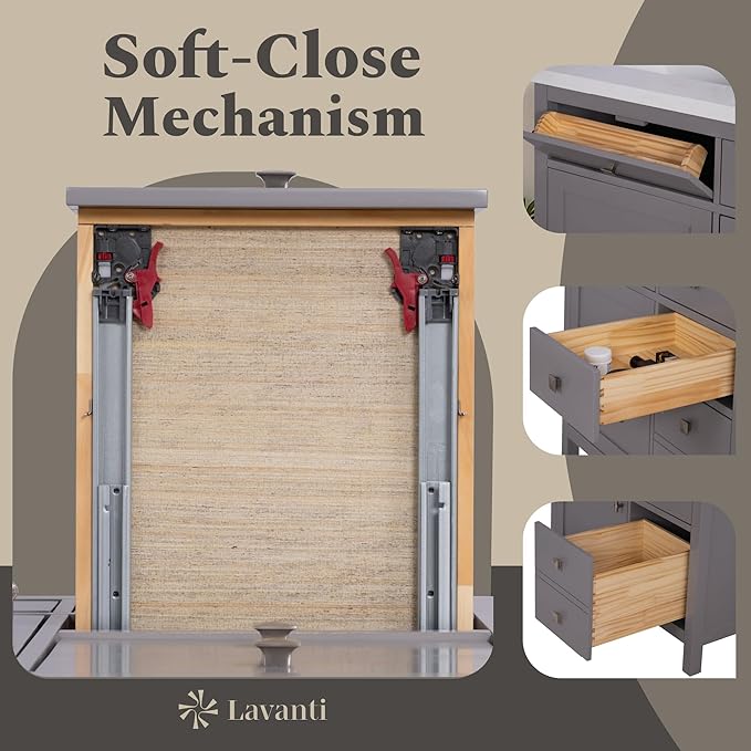 Lavanti Oakford 36 Inch Bathroom Vanity with Sink – Stylish Gray Vanity Bathroom with Storage Cabinet – Modern Bathroom Vanities with Single Vanity Sink & Quartz Countertop