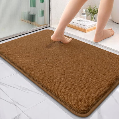 OLANLY Thick Memory Foam Bathroom Rugs 36x24, Absorbent Bath Mat, Ochre | Soft Quick Dry Bath Rugs, Non-Slip, Machine Washable Carpet for Bathroom Floor, Tub and Shower, Home Decor Accessories
