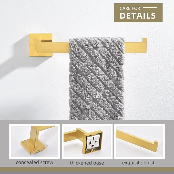 Angle Simple Towel Holder Brushed Dark Gold, Bathroom Towel Rack 10.24-Inch | Deep Gold Tone, SUS304 Stainless Steel, Open Arm Dishcloth Washcloth Hanger Bar for Kitchen Shower Vanity Sink