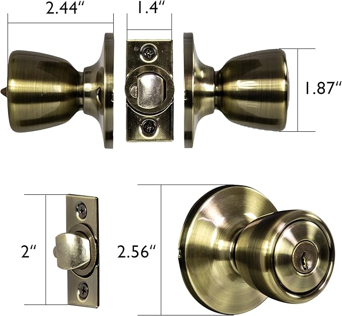 Design House 728345 Terrace 6-Way Universal Keyed Entry Door Knob Antique Brass