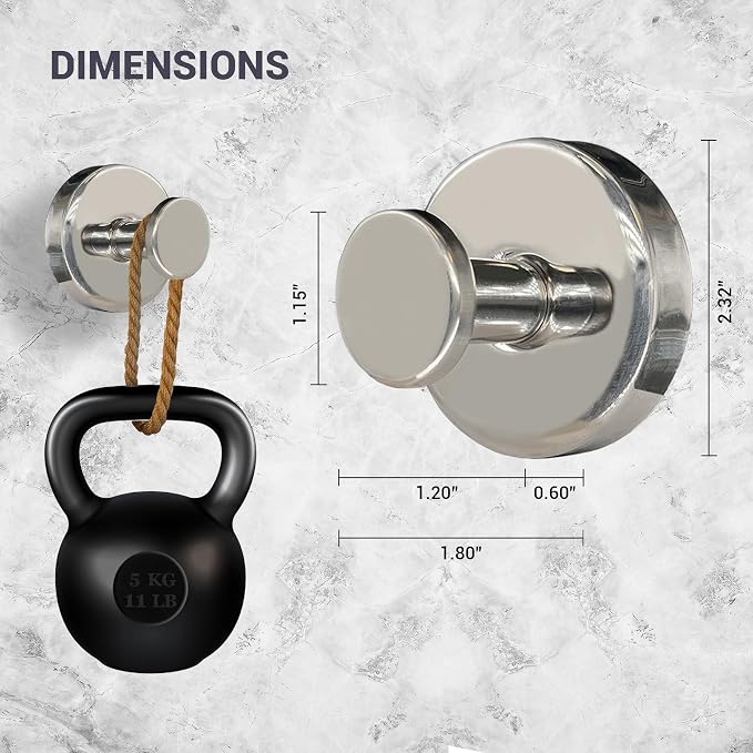 Suction Cup Hooks for Shower - 4 Pack, Chrome - Stainless Steel, Strong Suction, No Drill, Removable Hanger, Tile Bathroom Kitchen Wall, Glass Door, Mirror Hook Hanging Robe, Towel Holder