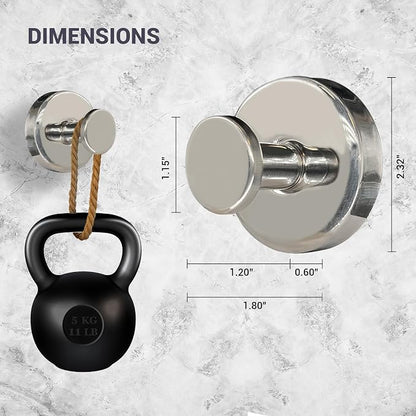 Suction Cup Hooks for Shower - 4 Pack, Chrome - Stainless Steel, Strong Suction, No Drill, Removable Hanger, Tile Bathroom Kitchen Wall, Glass Door, Mirror Hook Hanging Robe, Towel Holder