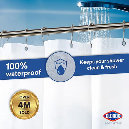 Clorox Shower Curtain Liner, Premium Medium-Weight Durable Waterproof 6g PEVA for Bathroom with Weighted Magnets, Extra Long 54" x 78", Frosty 1 Pack