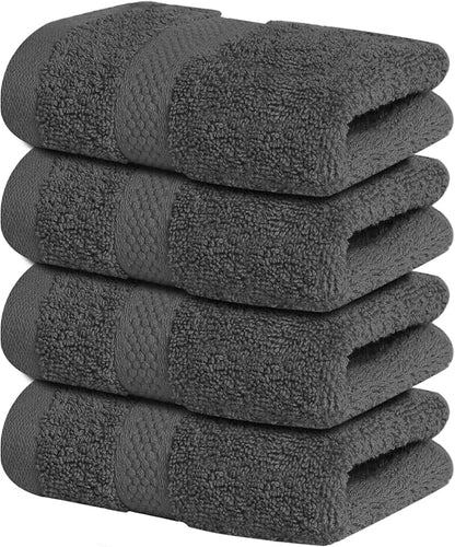 Infinitee Xclusives 100% Cotton Luxury Wash Cloths for Showering - 4 Pack | Washcloths [13x13] - Soft and Absorbent Face Towels for Bathroom Wash Clothes - Gym, Spa & Hotel Use