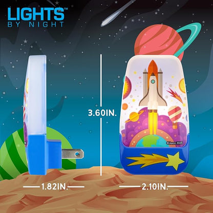 Lights By Night Space Night Light for Kids Plug in, LED | Nightlight Plug Into Wall, Boys, Girls, Toddler, Baby, Space Shuttle Room Decor, Bedroom Bathroom Nursery Essentials, 81717