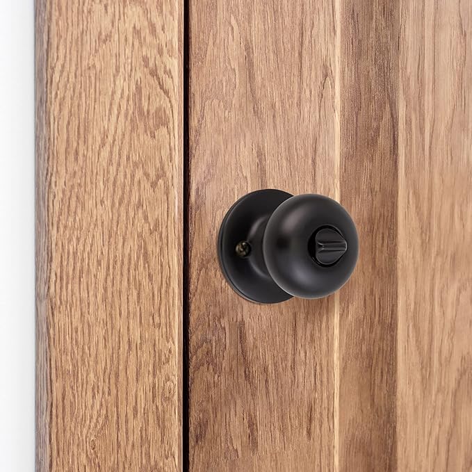 Design House 778944 Cambridge 2-Way Adjustable Privacy Door Knob for Bathroom Bedroom, Matte Black