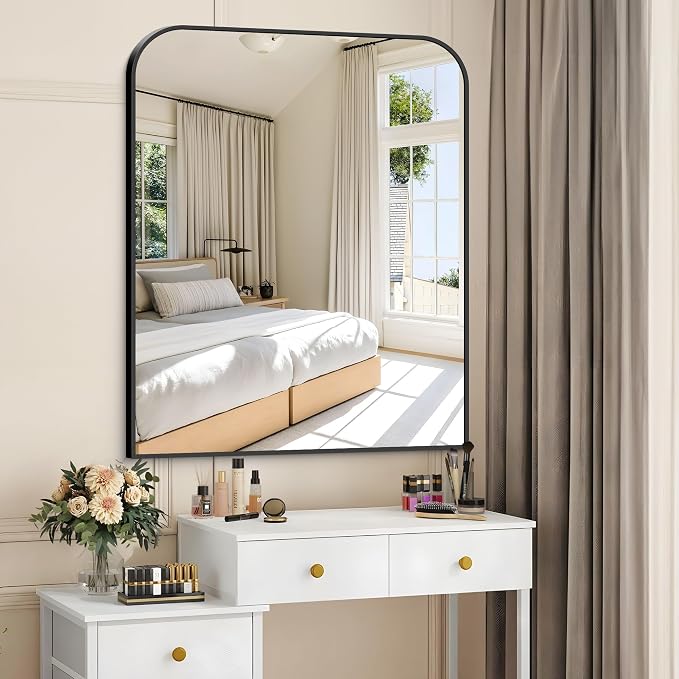 COFENY Bathroom Mirror, 30x36 inch Black Rectangle Wall Mounted Mirror with Thin Frame, Bathroom Vanity Mirrors for Over Sink, Entryway, Living Room, Bedroom