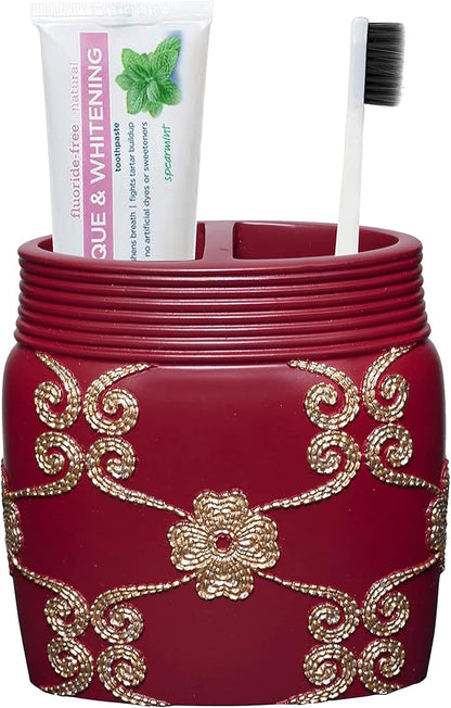Popular Bath Toothbrush Holder, Vlegant Rosa Collection, Burgundy/Gold