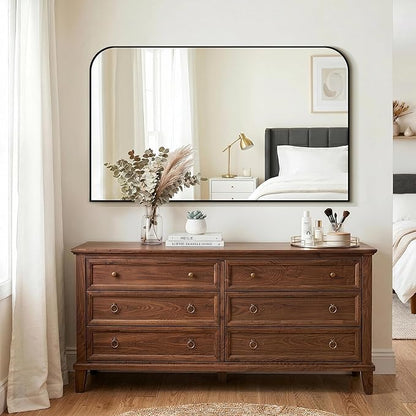 Black Bathroom Vanity Mirror 50x30 Inch, Metal Framed | HD Tempered Glass, Bathroom Mirror for over Sink, Living Room, Bedroom, Entryway, Mantel, Fireplace, Wall Mounted