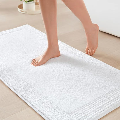 Madison Park Splendor Reversible 100% Cotton Bath Rug, 24 x 44, White | Tufted Bathroom Mat, 3000 GSM, Hotel Quality, Luxurious Plush, Medium Pile, Absorbent, Quick Dry, OEKO-TEX, Shower Room Décor