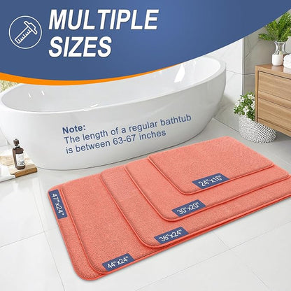 OLANLY Thick Memory Foam Bathroom Rugs 30x20, Absorbent Bath Mat, Coral | Soft Quick Dry Bath Rugs, Non-Slip, Machine Washable Carpet for Bathroom Floor, Tub and Shower, Home Decor Accessories