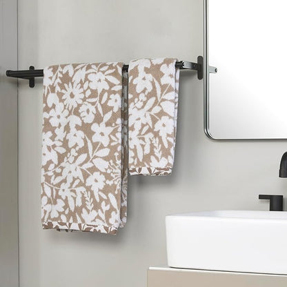 SKL Home Bedford Floral Bath Towel, Premium 100% Cotton, Tan | 600 GSM weight. Spa-level quality. Soft, & absorbent, reversible jacquard.
