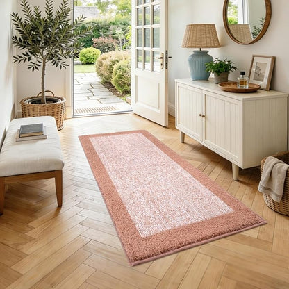 48x24 Long Bathroom Rugs Washable Non Slip, Pink Bath Mat for Bathroom Floor Tub, Soft Absorbent Quick Dry Mats for Shower, Bathtub,Home Decor
