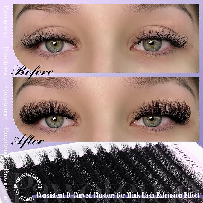 Lash Clusters Full 80D Individual Lashes Cluster Eyelash Extensions 10-20mm Mix Eyelash Clusters 240pcs Lash Extension for Self Application (Mink 80D, 0.07D, 10-20mm)