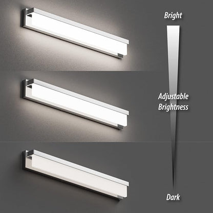 LED Bathroom Vanity Light Fixture Over Mirror 32.3 inch Modern Rectangle Finishing Bath Vanity Lighting Bar 4000K Daylight Wall Sconce (Chrome)
