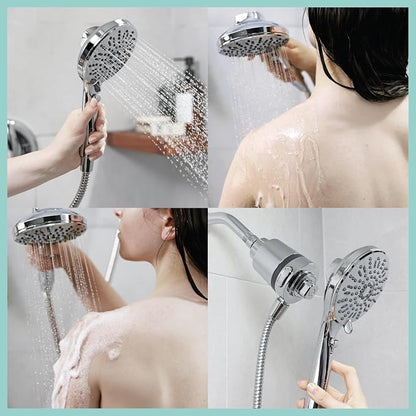 SEVENTY 5-Setting Magnetic Handheld Shower Head with Shower Filter and 59 Inch Hose in Chrome – Helps Reduce Chlorine and Impurities for Healthier Hair, Skin and Scalp, Easy to Install (12158)