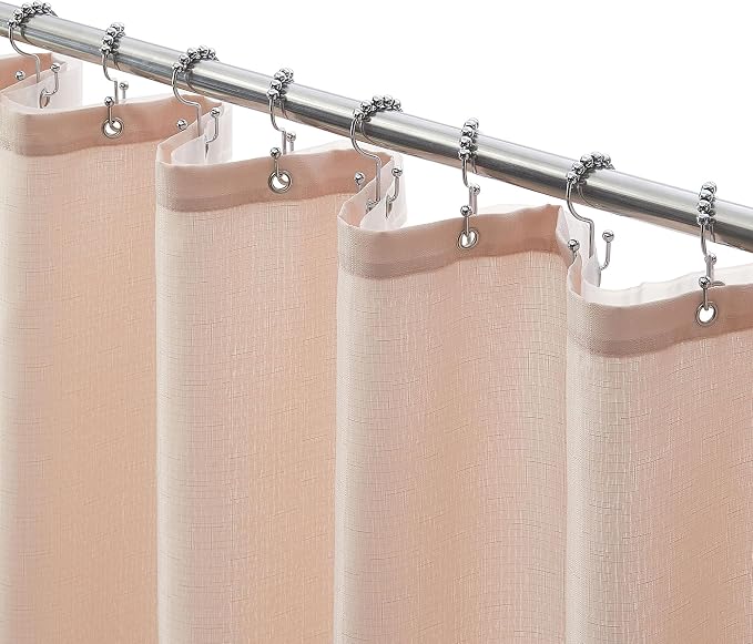 3 in 1 Shower Curtain Set, Pink Shower Curtain and Liner Set with 12 Double Sided Shower Curtain Hooks, Cloth Shower Curtains for Bathroom,Waterproof, 72" W*72" H