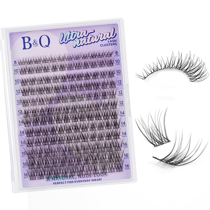 B&Q Natural Lash Clusters 05 - Cluster Eyelash Extensions, Pestañas Postizas Naturales Style Eyelashes Comfort Fit - Day-to-Night Natural Effect - Office & Date Ready For Effortless Beauty(8-16mix)