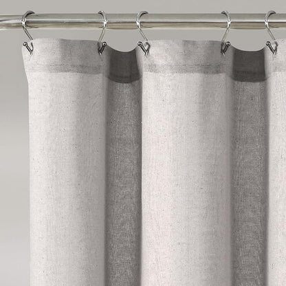 Lush Decor Linen Button Farmhouse Shower Curtain, 72" W x 78" L, Gray & Off White - Extra Long Shower Curtains - Gray Shower Curtain Fabric - Farmhouse Bathroom Decor