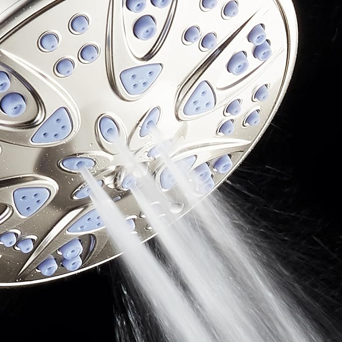 AquaDance Antimicrobial – Anti-Clog High-Pressure 6-Setting Shower Head with Microban Nozzle Protection from Growth of Mold, Mildew & Bacteria for Stronger Shower! 4" Sunset Blue