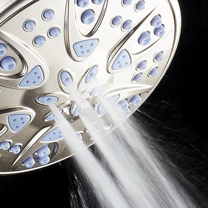 AquaDance Antimicrobial – Anti-Clog High-Pressure 6-Setting Shower Head with Microban Nozzle Protection from Growth of Mold, Mildew & Bacteria for Stronger Shower! 4" Sunset Blue