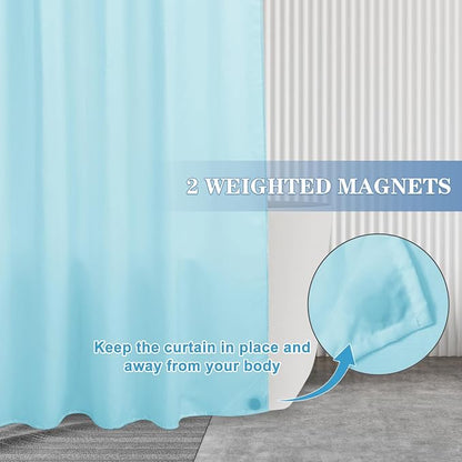 Nasitos Fabric Shower Curtain Liners 2 Pack - W72 x H72 - Washable & Water Resistant Cloth Lightweight Shower Liner for Bathroom, Soft Hotel Quality, Standard Size (Blue, 4 Magnets Included)