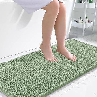 OLANLY Large Bathroom Rugs 50x30, Extra Soft Absorbent Chenille Bath Rugs | Sage Green, Quick-Drying Rubber Backing, Machine Washable Bath Mat for Bathroom Floor, Tub and Shower, Home Decor Accessories