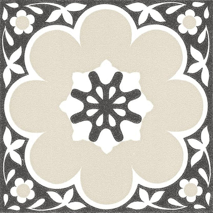 FloorPops 12-in by 12-in Black Daphne Vinyl Peel & Stick Floor Tiles (10 Tiles), (10 sq.ft./Carton) (Pack of 6)