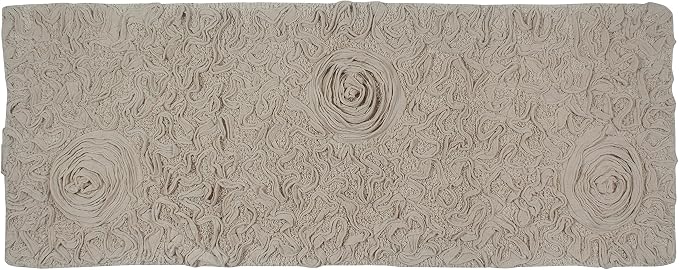 Home Weavers Bell Flower Collection 100% Cotton Tufted Bath Rugs, Extra Soft and Absorbent Bath Rugs, Non-Slip Bath Mats, Machine Washable, Bath Mats for Bathroom Floor and Tub, 21"x54" Runner, Linen