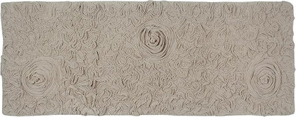 Home Weavers Bell Flower Collection 100% Cotton Tufted Bath Rugs, Extra Soft and Absorbent Bath Rugs, Non-Slip Bath Mats, Machine Washable, Bath Mats for Bathroom Floor and Tub, 21"x54" Runner, Linen