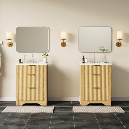GarveeHome 36 Inch Bathroom Vanity with Sink, Fluted Bathroom Sink Cabinet