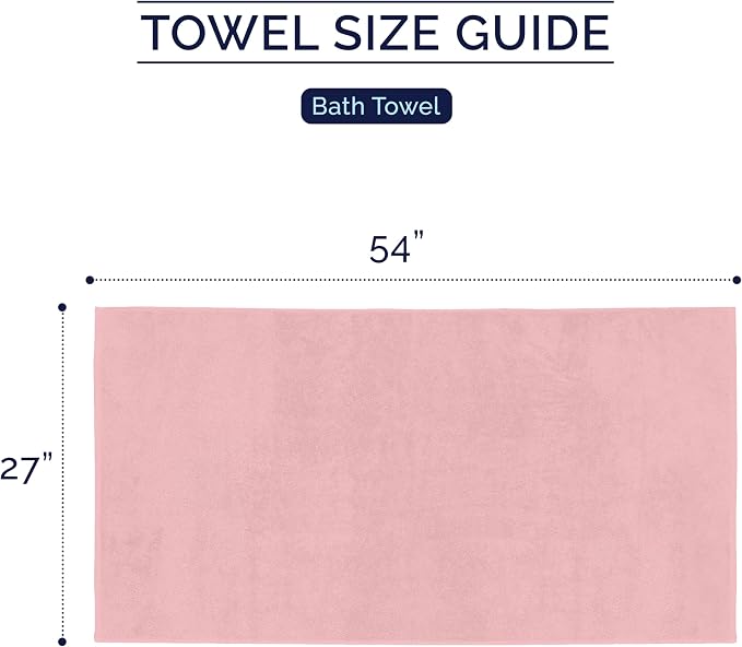 Elegant Comfort Premium Turkish Cotton 2 Pack Bath Towel Set - 27 x 54 inch, Luxurious Hotel Spa Quality 100% Turkish Cotton 2PC Bath Towel Set - Highly Absorbent - Soft Bathroom Towels, Dusty Rose